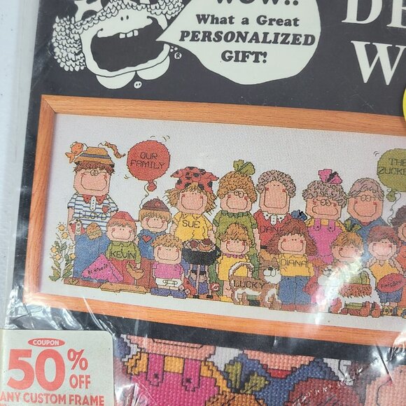 Our Family Personalized Cross Stitch Kit! 1994! GAY MARTHA ZURICH! DESIGN WORKS - Picture 4 of 7